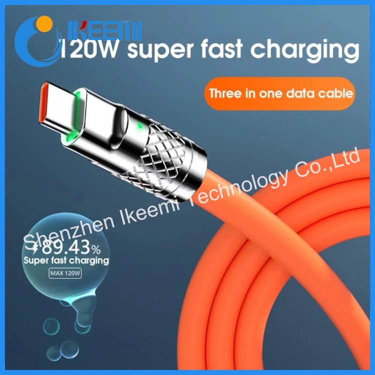 2023 Hot Selling Multi 3 in 1 120W Mobile Phone Fast Charging USB Data Cable Type C