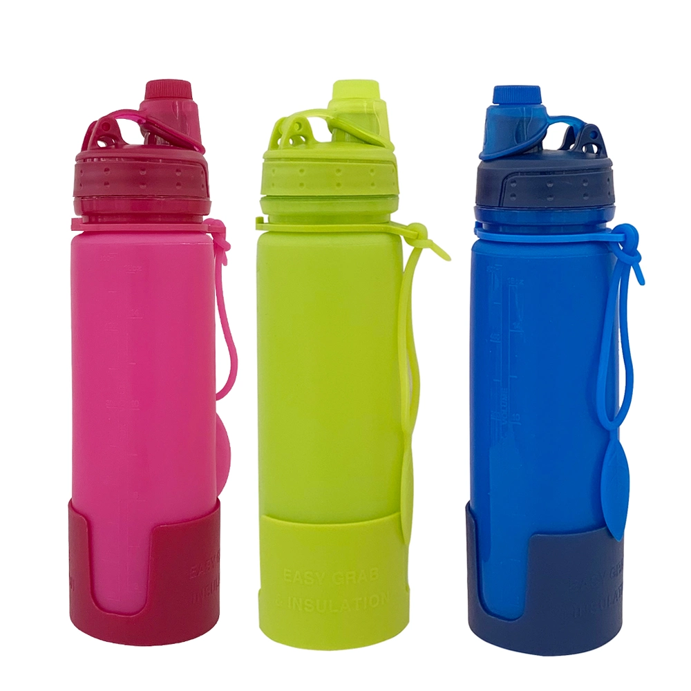 BSCI Factory Portable Folding Plastic Sports botellas de agua potable