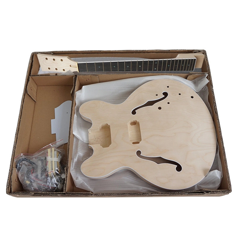 Wholesale/Supplier Price Basswood Body DIY Hollow Body Jazz Electric Guitar Kit