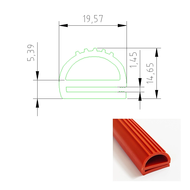 Red High Temperature Dust-Proof Oil-Resistant Electric Steamer Cabinet Sealing Part Extruded Solid Silicone Rubber Weatherstrip