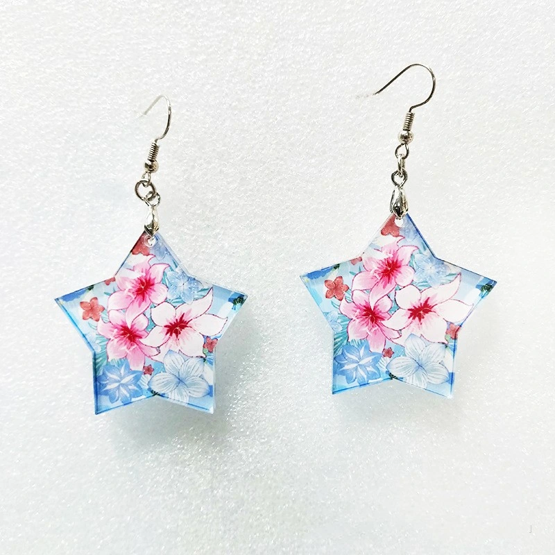 Sublimation Acrylic Accessories Pendant Earrings Star Transparent Plastic Earrings DIY Jewelry