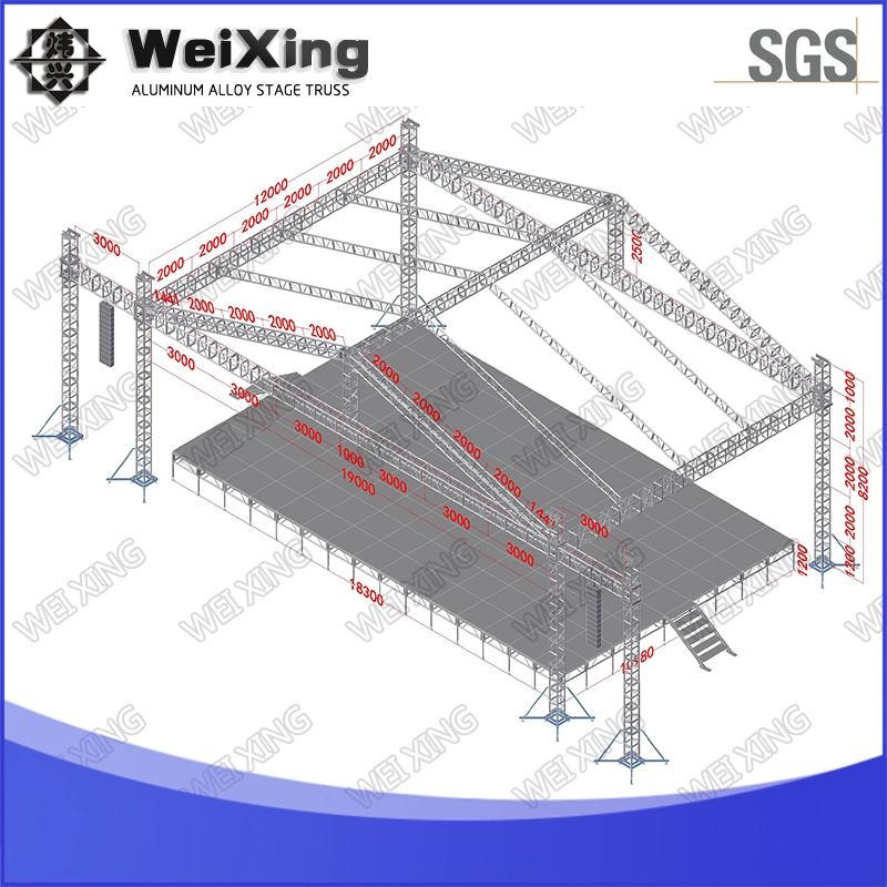 82ftx39FT, Height 27FT Outdoor Exhibition Concert Events Wedding Stage Lighting Show Speaker Aluminum Truss with Curved Roof LED Display Truss Layer Truss