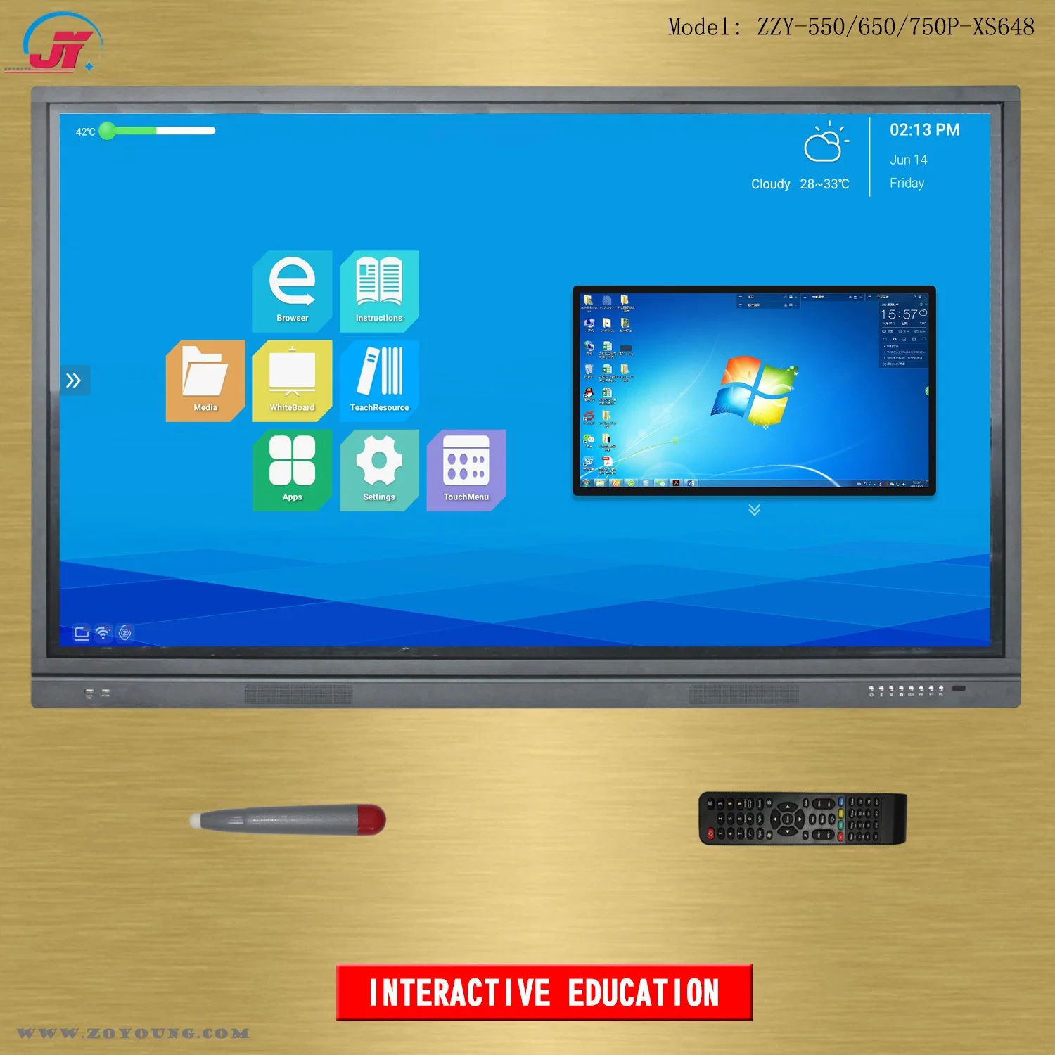 65 Inch Interactive Touch Screen Smart TV and Electronic Whiteboard Display Flat Panel Equipment for Meeting Conference and Classroom Teaching Educa (XZMS648-2)