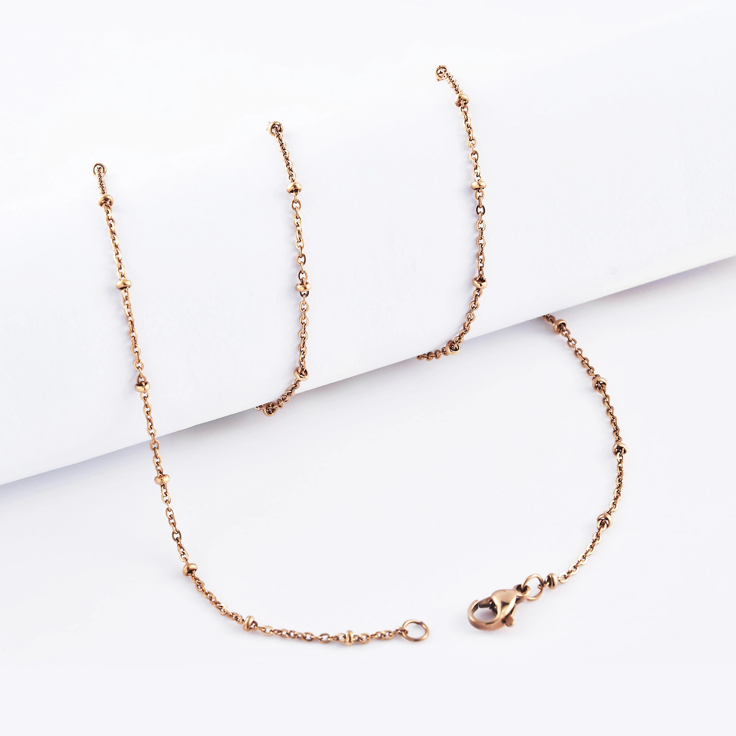 Fashion Jewelry Imitation Gold Plated Rose Gold Stainless Steel Anklet Bracelet Jewellery Making Chain Necklace