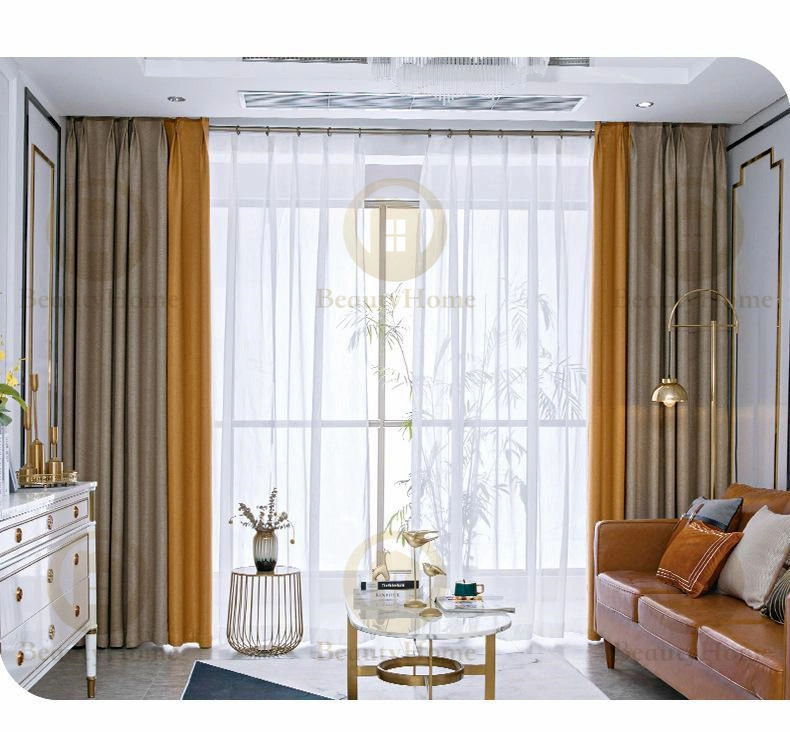 Fashion Hotel Cafe Living Room Hotel Curtains Printed Chain Curtain Decorative Blackout Linen Curtain