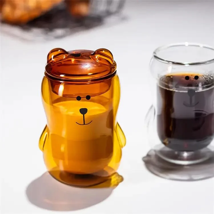 Custom Bear-Shaped Double-Layer Glass Cute Glass