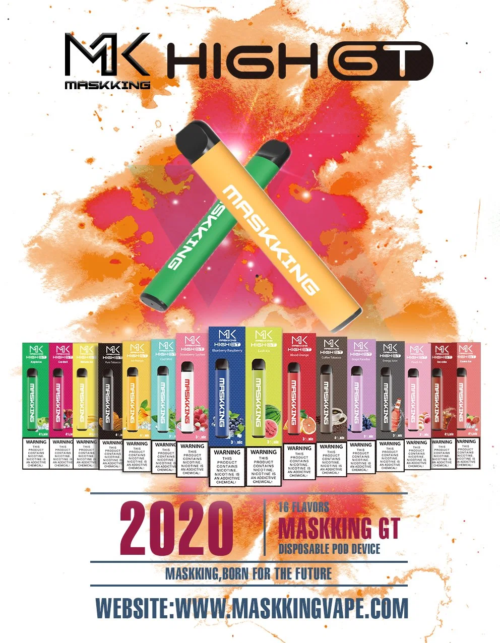 Maskking High GT últimos productos en el mercado Disposable E Cigarette Lápiz de precio Hookah Shisha lápiz vaporizador personalizado