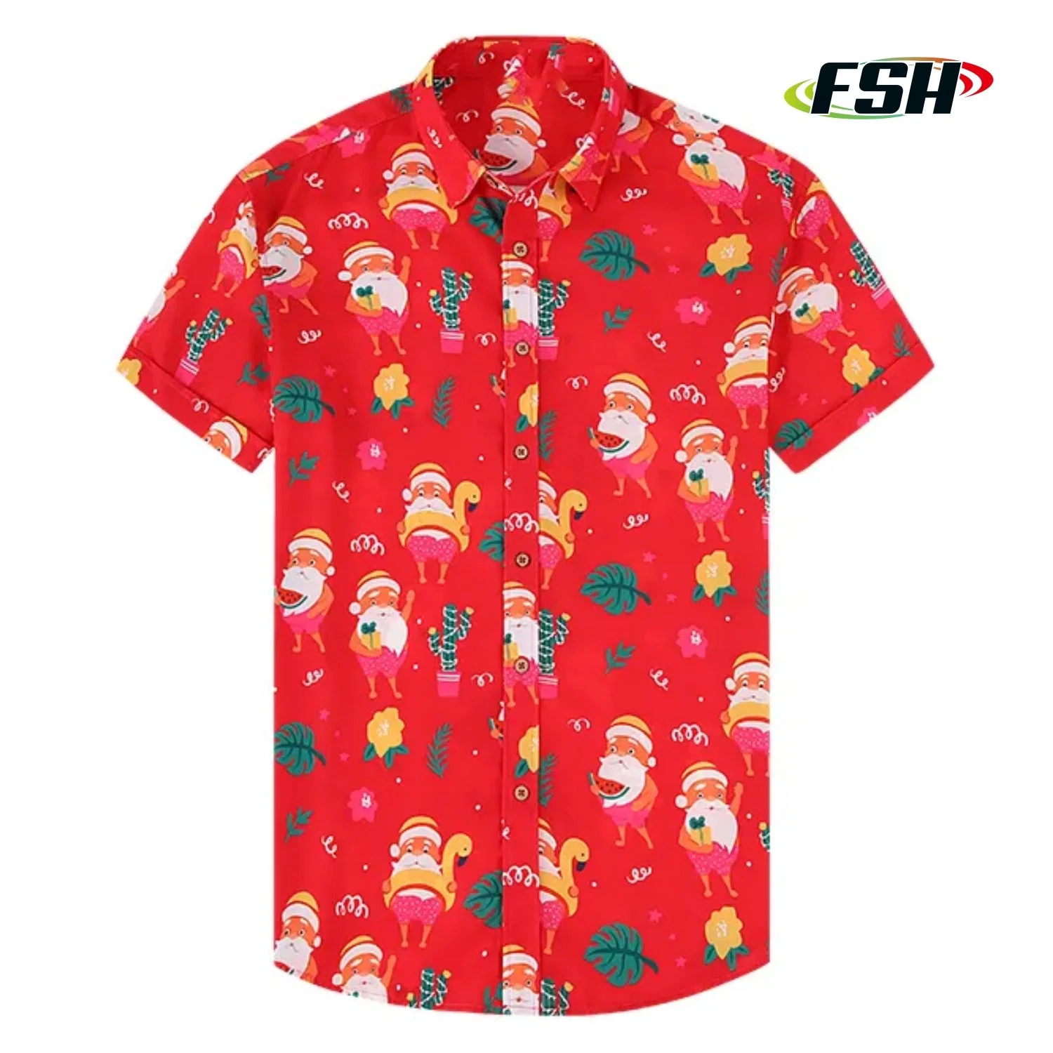 Customized Men Hawaiian Fashion Shirt Casual Printed Short Sleeve Plus Size