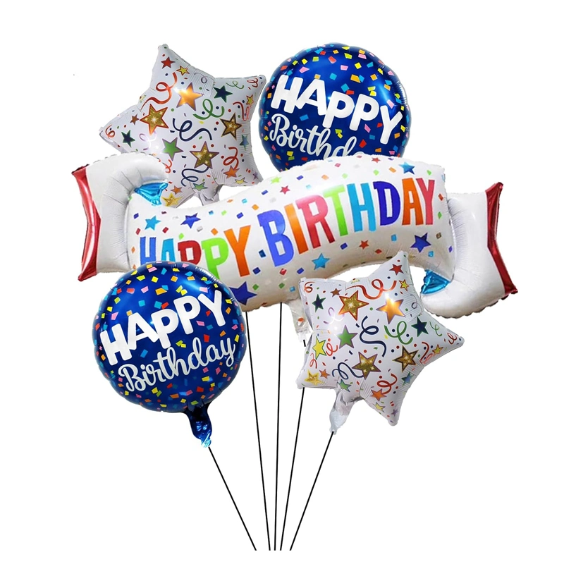 Beard Themed 5PCS Foil Mylar Inflatable Helium Balloons for Father's Day Birthday Party Event