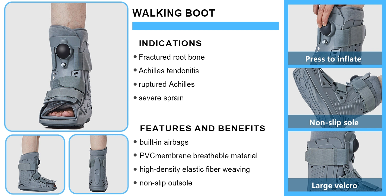 Physiothérapie matériel chirurgical médical stabilisateur de pied réglable orthopédique Chaussures de marche à semelles compensées Air Cam Walker