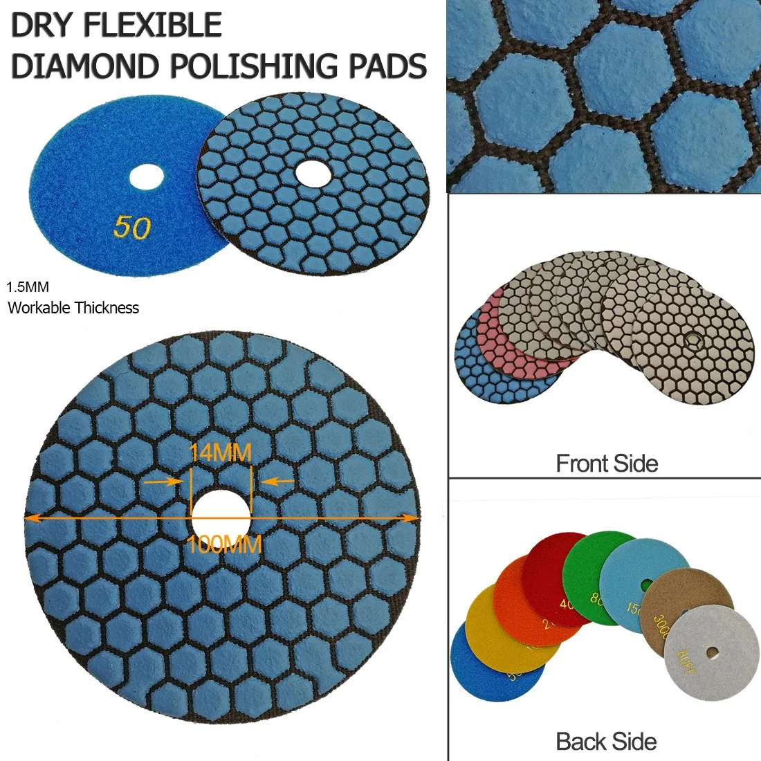 4inches Diamond Flexible Dry Polishing Pads for Marble Granite