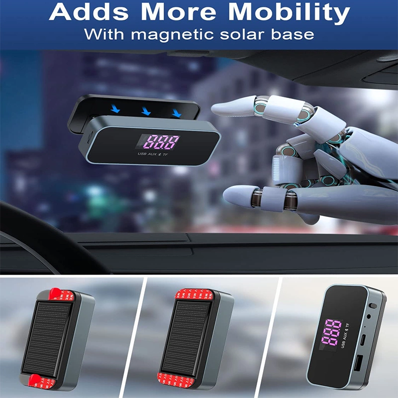 Solar FM Transmitter Modulator Car Wireless 5.0 Adapter USB Type-C Fast Charger Auto Aux MP3 Player with Remote Control