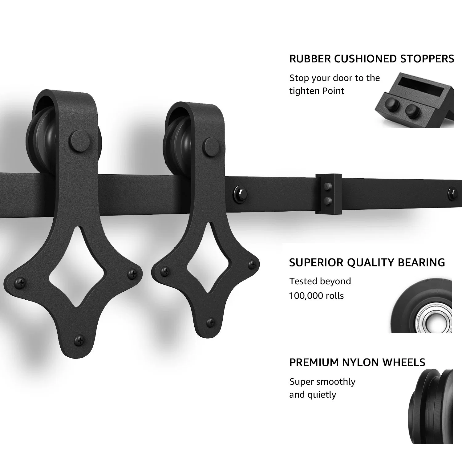 Rhombus forme métallique en acier en fonte à l'intérieur de l'intérieur du rail coulissant placard pendaison voie Rolling Grange Kit de matériel de porte