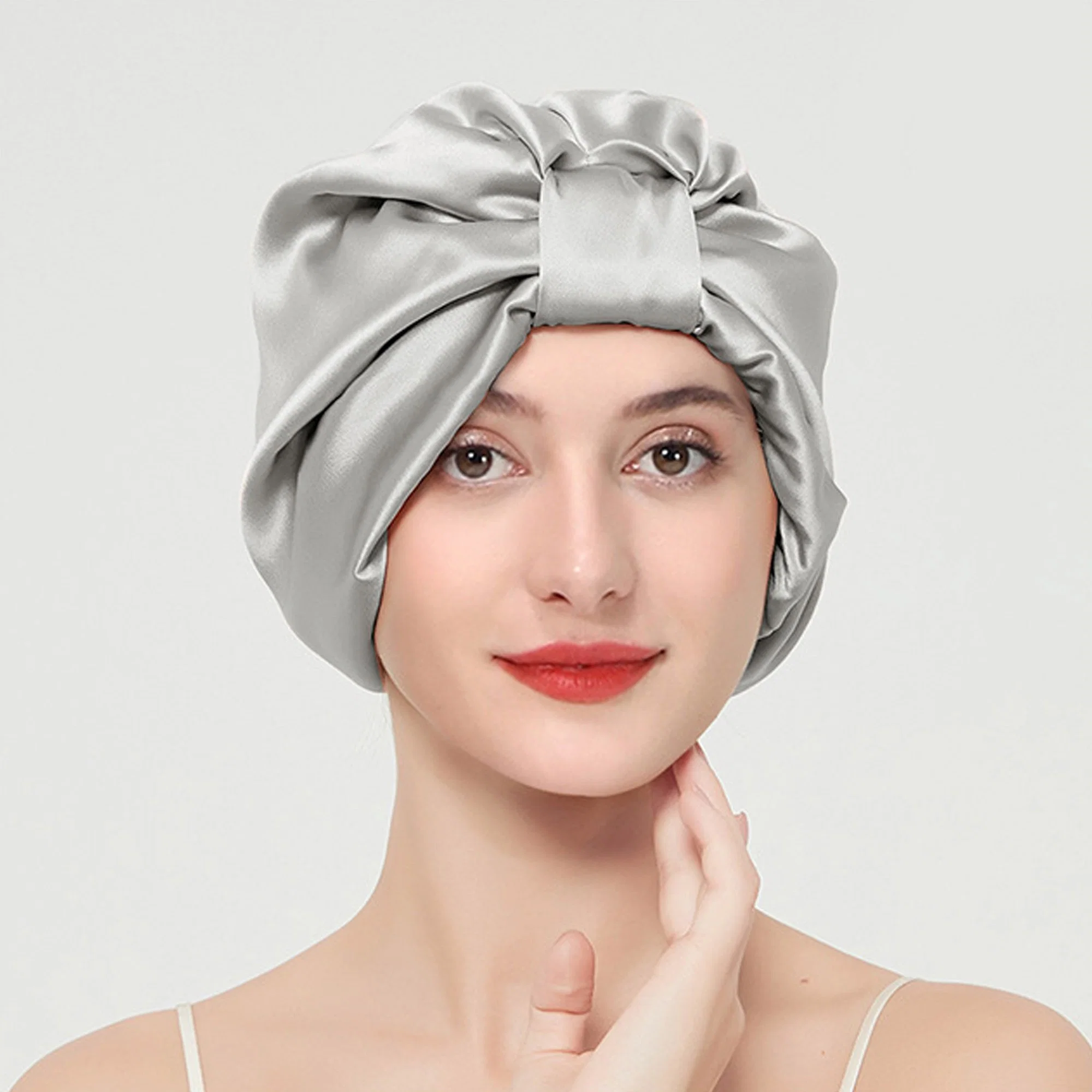 Casquette de sommeil soie 100% 22momme Mulberry soie des deux côtés Pour femmes, bonnet de nuit en soie avec élastique Sur la tête