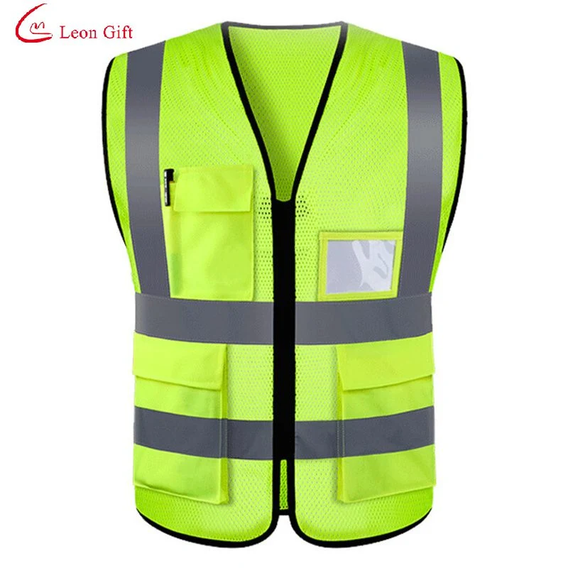 Commerce de gros logo personnalisé Multi Pocket maillot de corps de la circulation routière devoir gilet de protection de l'assainissement des vêtements de sécurité réfléchissant