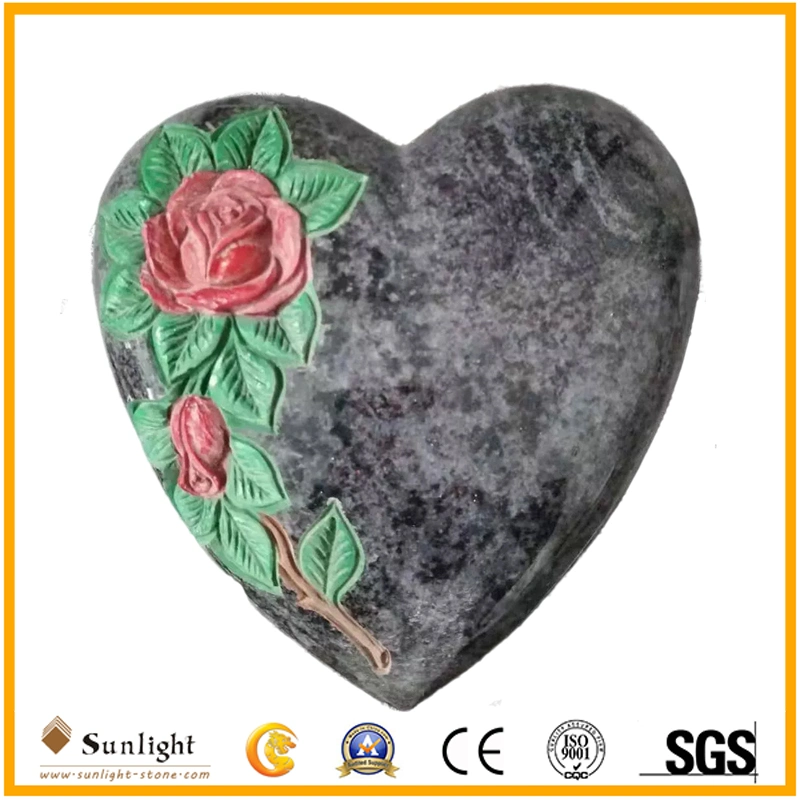 Funeral Accessories Granite Plaque Carving Heart with Rose