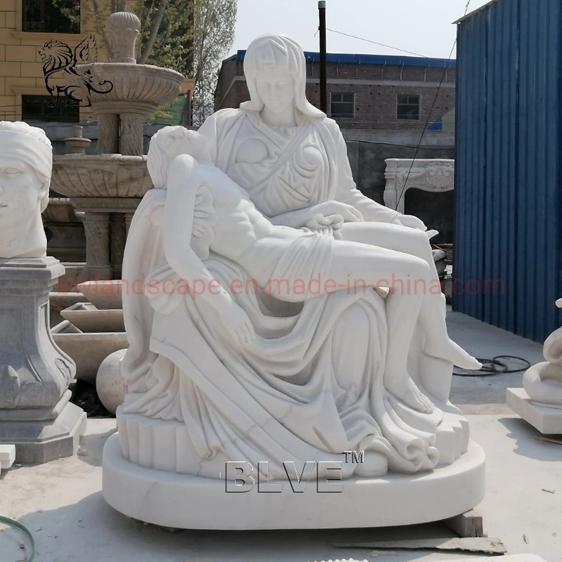 Blve Outdoor Handcarved Catholic Religious White Marble Pieta Statues