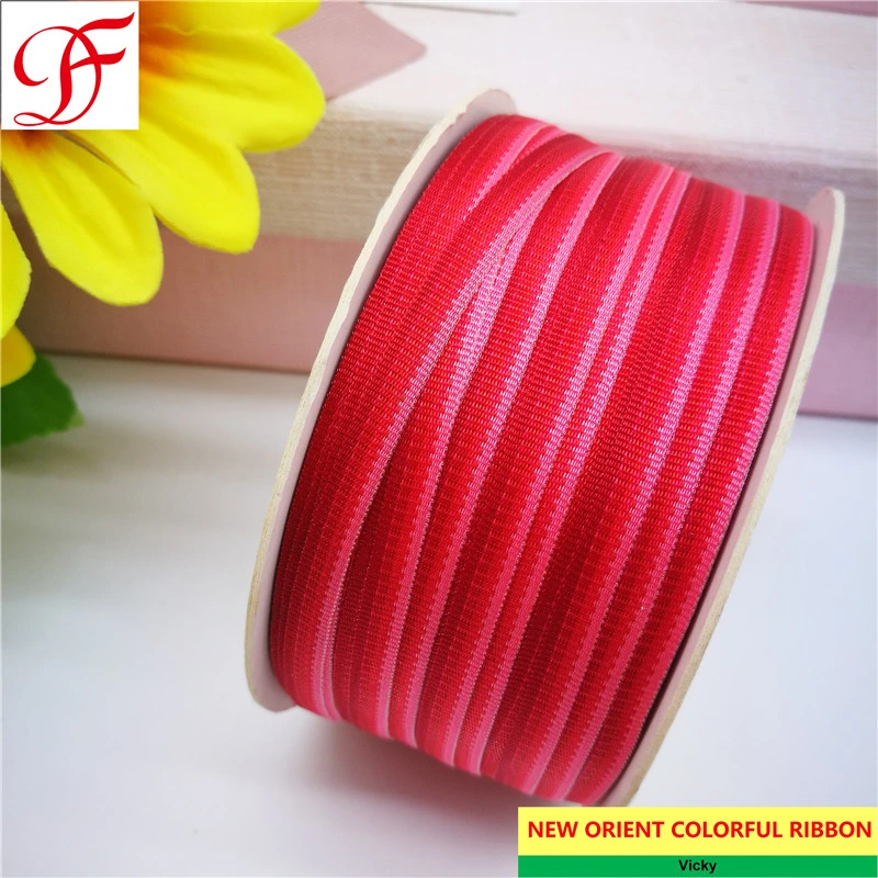 Rainbow Taffeta Ribbon Double/Single Face Satin Gingham Grosgrain Sheer Organza Hemp Ribbon with Printing Flanges+Plastic Spool in High quality/High cost performance 