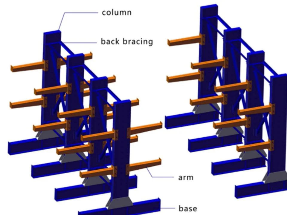 Pipe Building Material Warehouse Storgae Light Duty Cantilever Racking