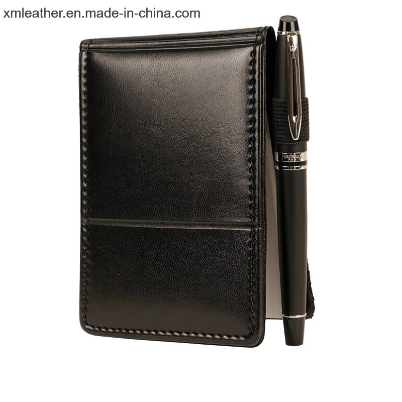 Leather Jotter Notepad Pocket Notebook with Pen Holder