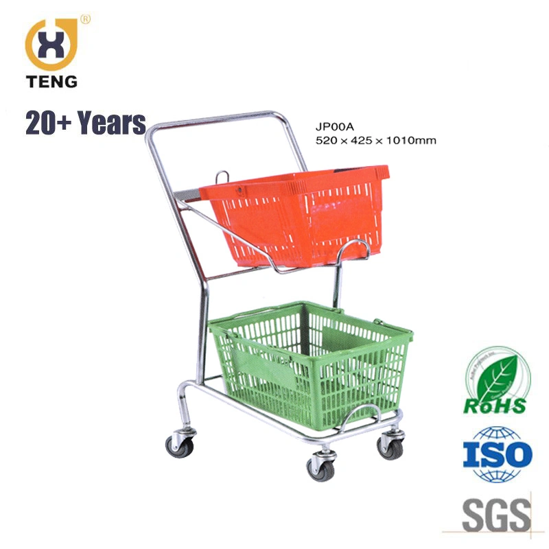High Performance Japanese Shopping Trolley with Plastic Shopping Basket