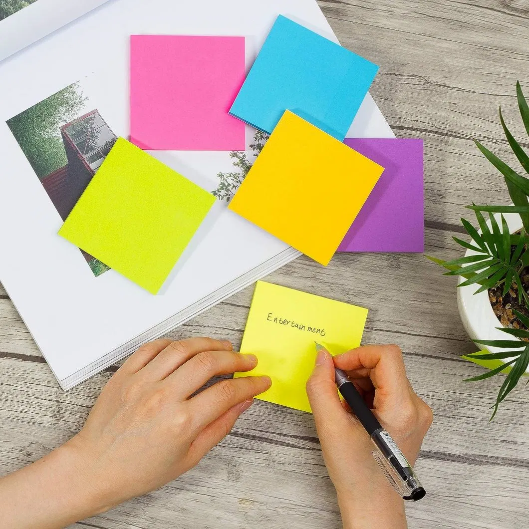 Hot Sale Bright Colors Self-Stick Pads 3X3 Inches Sticky Notes Blank Memo Pads Custom Logo Note Pad