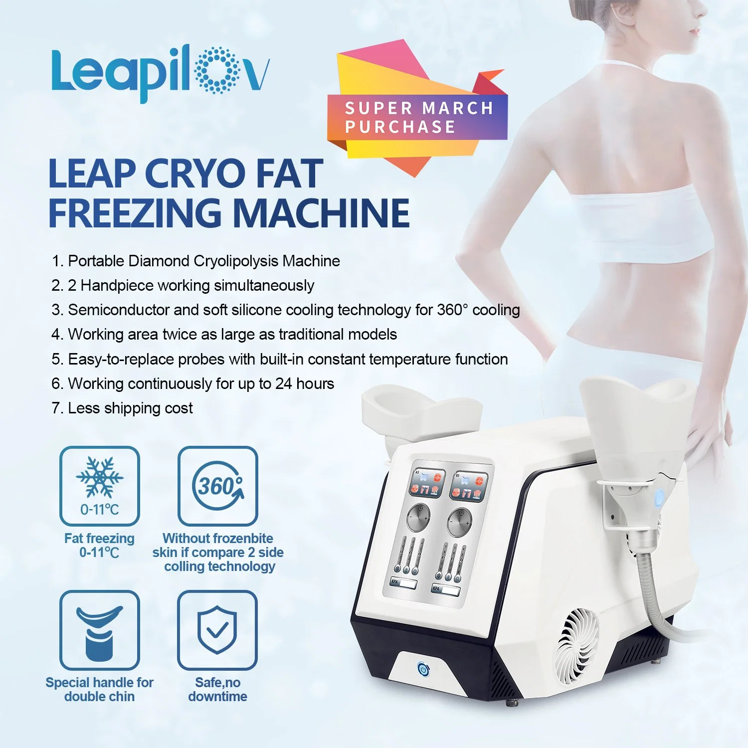 Portable Fat Freezing Cryoliolyse salon de beauté machine médicale pour le poids Perte