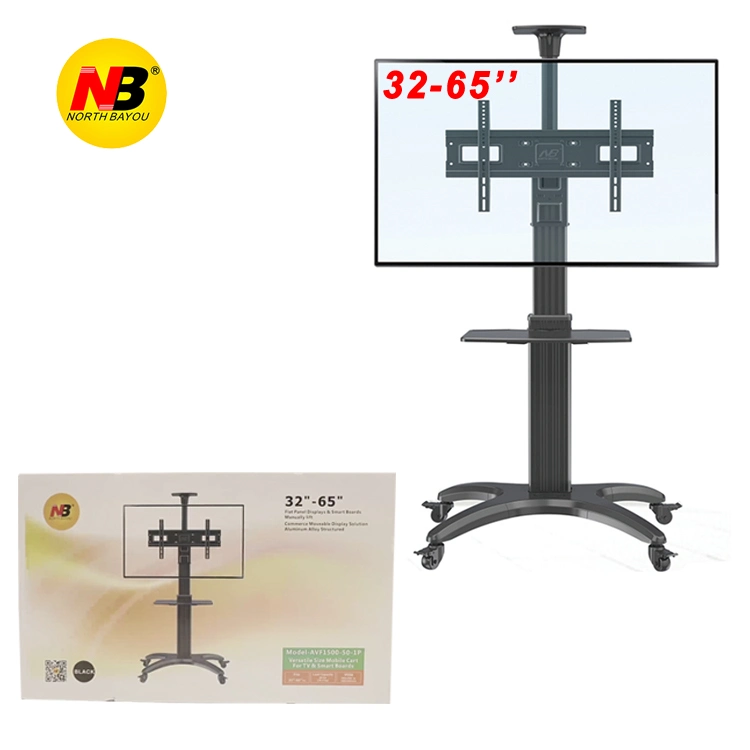 to New York Nb Avf1500-50-1p TV Mount Flat Panel Trolley LED LCD Plasma TV Cart Aluminum Alloy 32~65 Inch Lifting Height 1100mm-1500mm