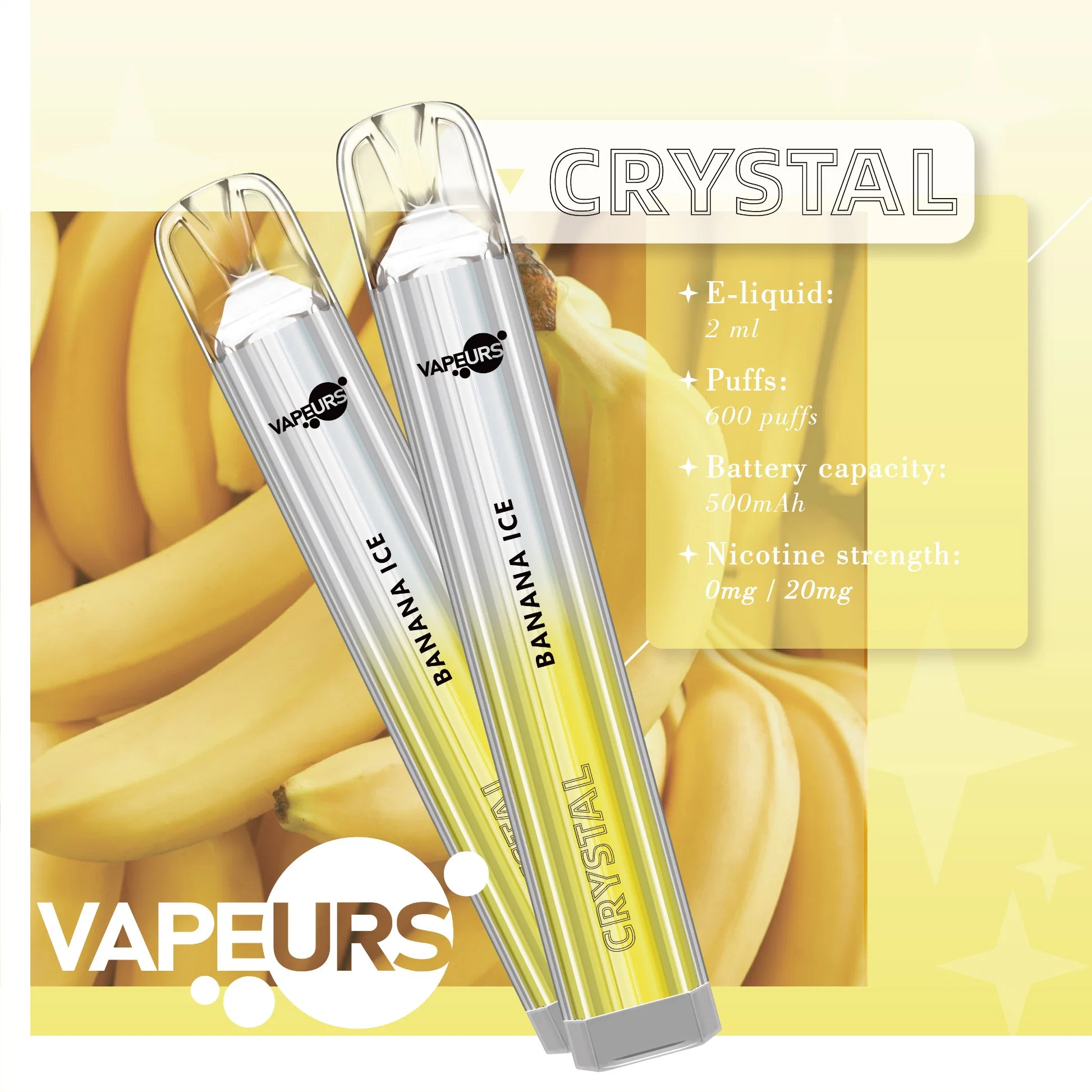 Vapeurs Crystal 600 Puffs Wholesale I Wape Electric Cigarette Ske Crystal Pod Lost 600 Puffs Elf Mary Cigarette Mary Bar Disposable Vape 2ml OEM Custom Vape