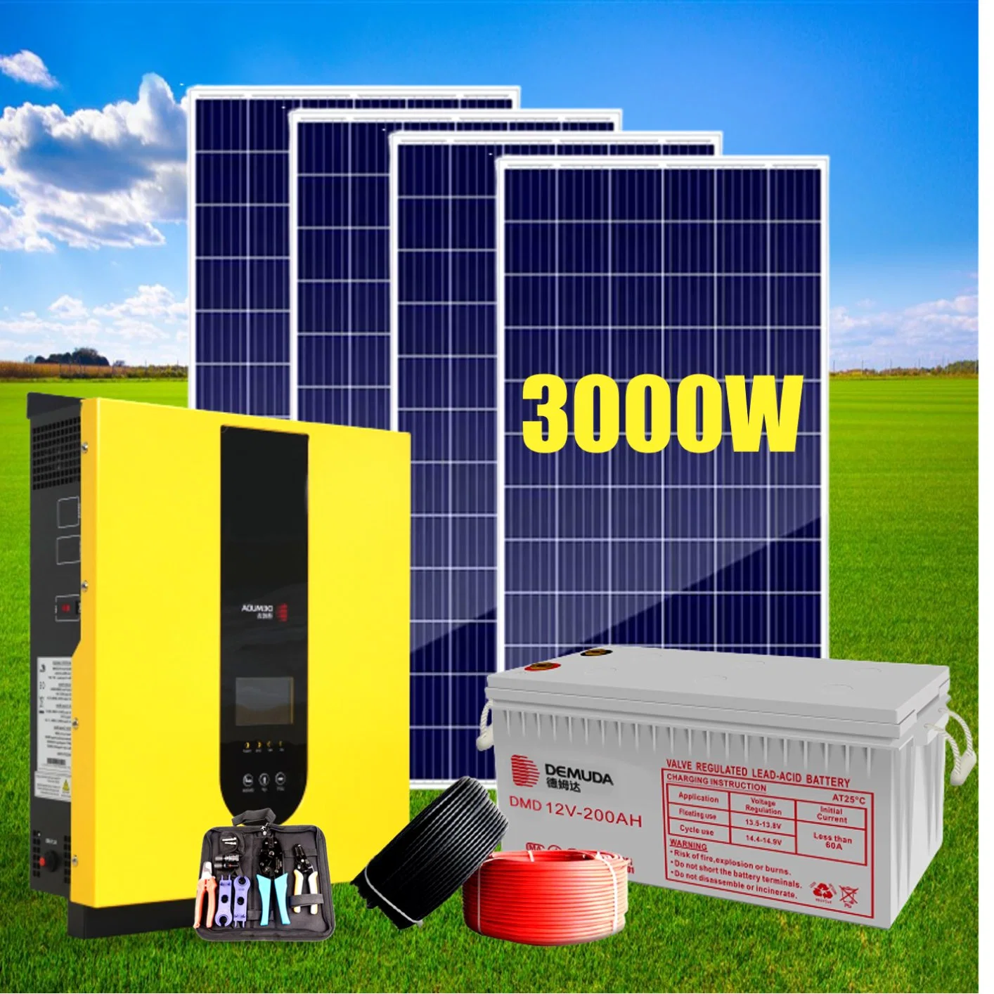 Complete 3500watt Hybrid All in One off Grid 1kw Solar Energy System 5000W Kit for Home Roof