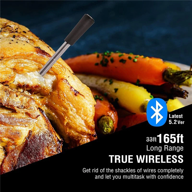 Stainless Steel Wireless Meat Thermometer Digital BBQ Probe with Two Sensors