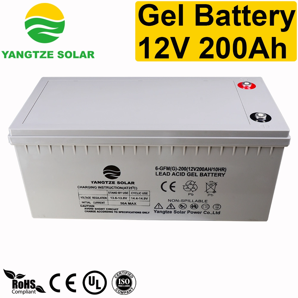 Libre de mantenimiento de sellado de gel Solar Batería 12V 200Ah