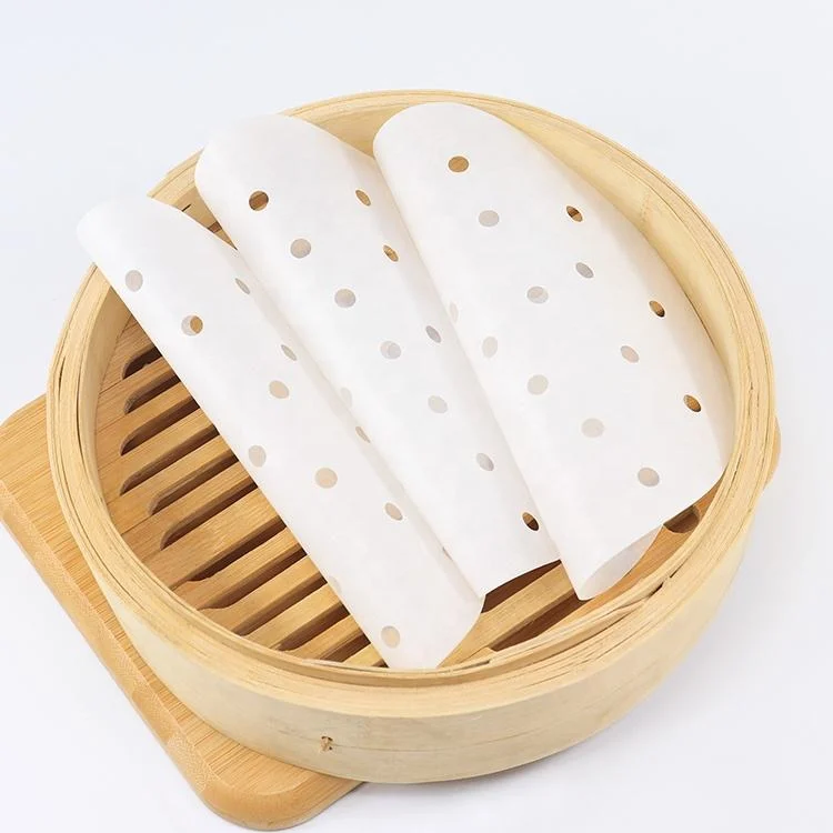 White Round Non Stick Bamboo Steamer Dim Sum Paper, Hamburger Press Paper