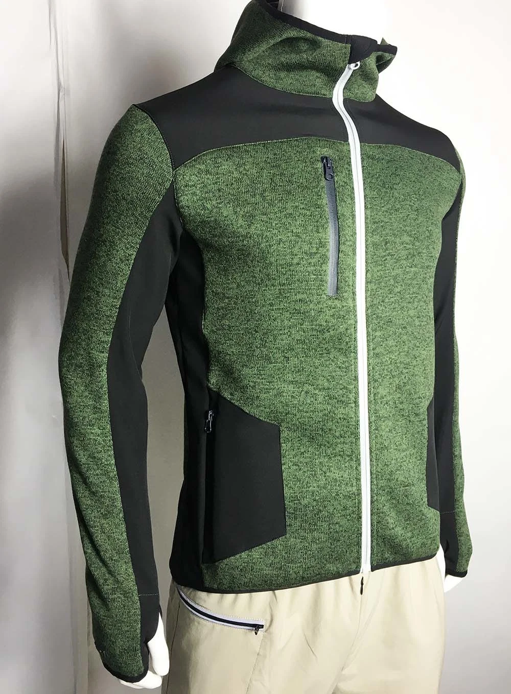 Adult Sportswear Melange Knitted Fleece Hoody Outdoor Jacket