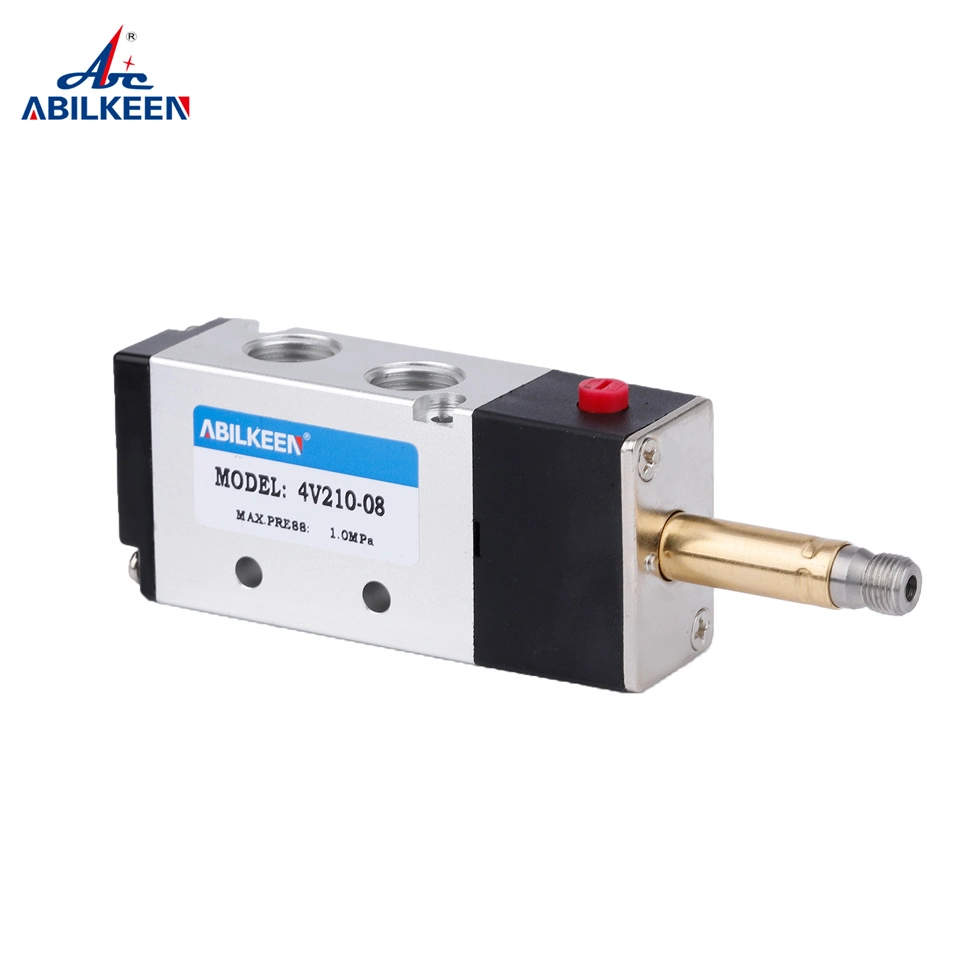 4V Type Double Acting Coil 5/3 Way Inner Guide Directional 4V 3V Series 5/2 3/2 Way Single Control Double Coil Pneumatic Valve