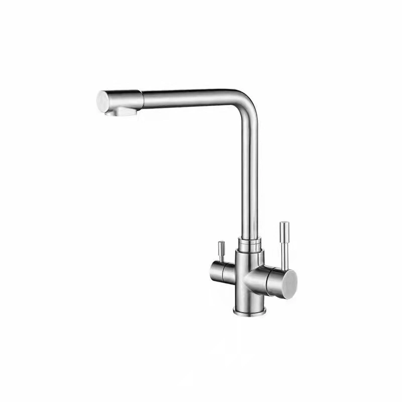 Dual Handle Pull out Bathroom Basin Tap Stainless Steel Kitchen Sink Faucet