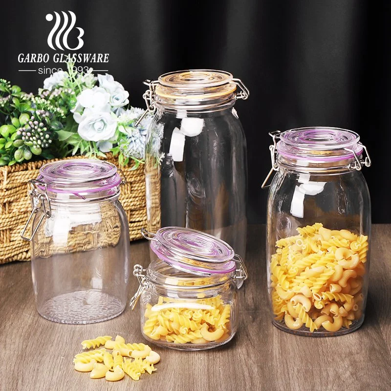 China Suppliers Glass Storage Glass Jug or Food Container Can Clear Glass Jar with Lid for Kitchen Glass Bottle