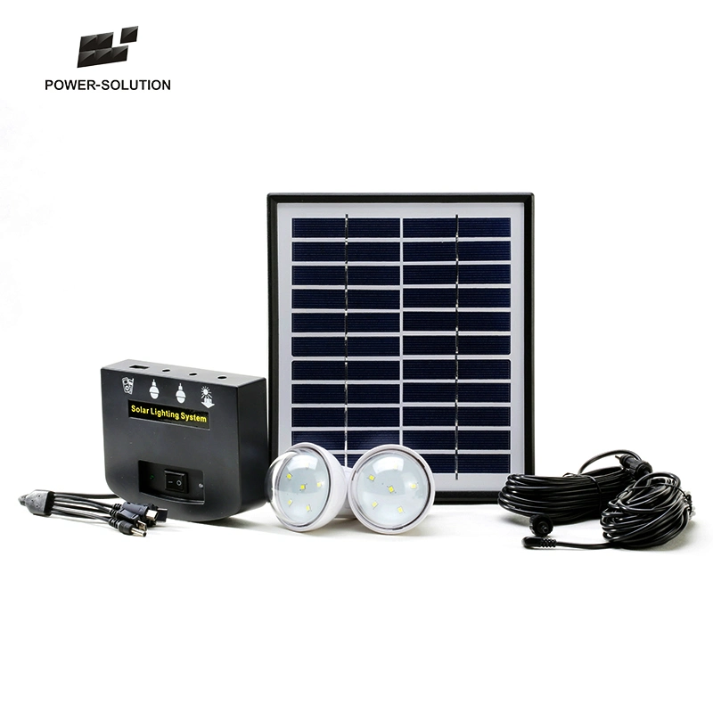 Solar Panel with 2 LED Light Lighting Power Energy System Solar Lamps Product