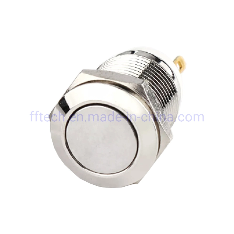 High quality/High cost performance  16mm Flat Head Stainless Steel Momentary Metal Push Button Switch with Self-Reset Waterproof IP65
