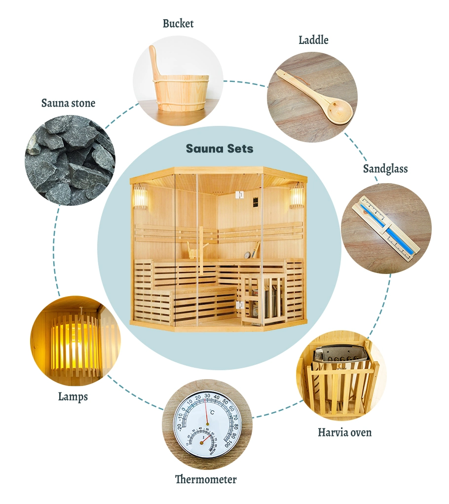 Moderna casa de banho interior sólidos em madeira Gabinete de vapor Sauna sala Duche Fábrica de sauna