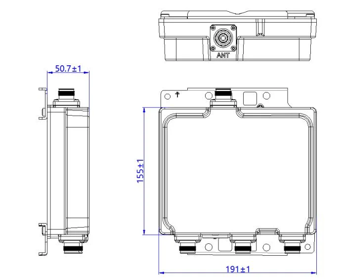 3-Way RF Combiner 1710-2700MHz 200W Low Pim with 4.3-10 Connectors Wideband Combiner