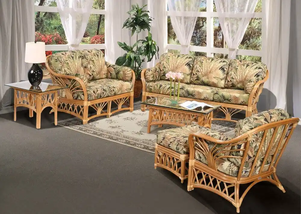 Muebles de mimbre Rattan Seccional Nuevo sofá con mesa de café jardín