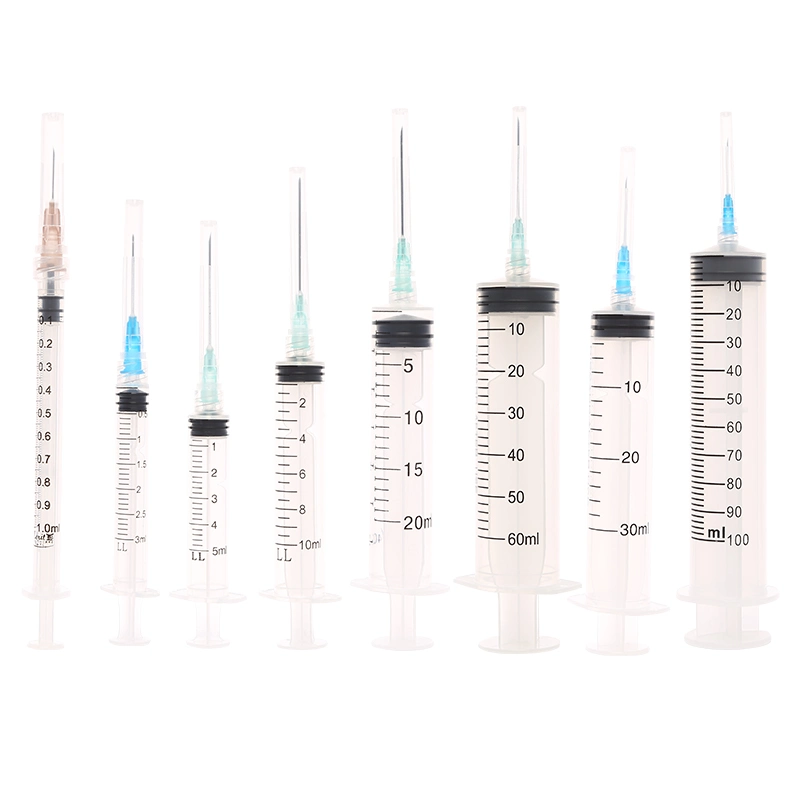 Seringas de 1 ml de 2 ml de 3 ml de 5 ml de 10 ml de vacina plástica para medicina, de 20 ml Seringas de segurança estéreis descartáveis