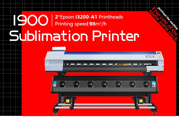 1900 Double Head Sublimation Printer Inkjet Printer 2 Heads