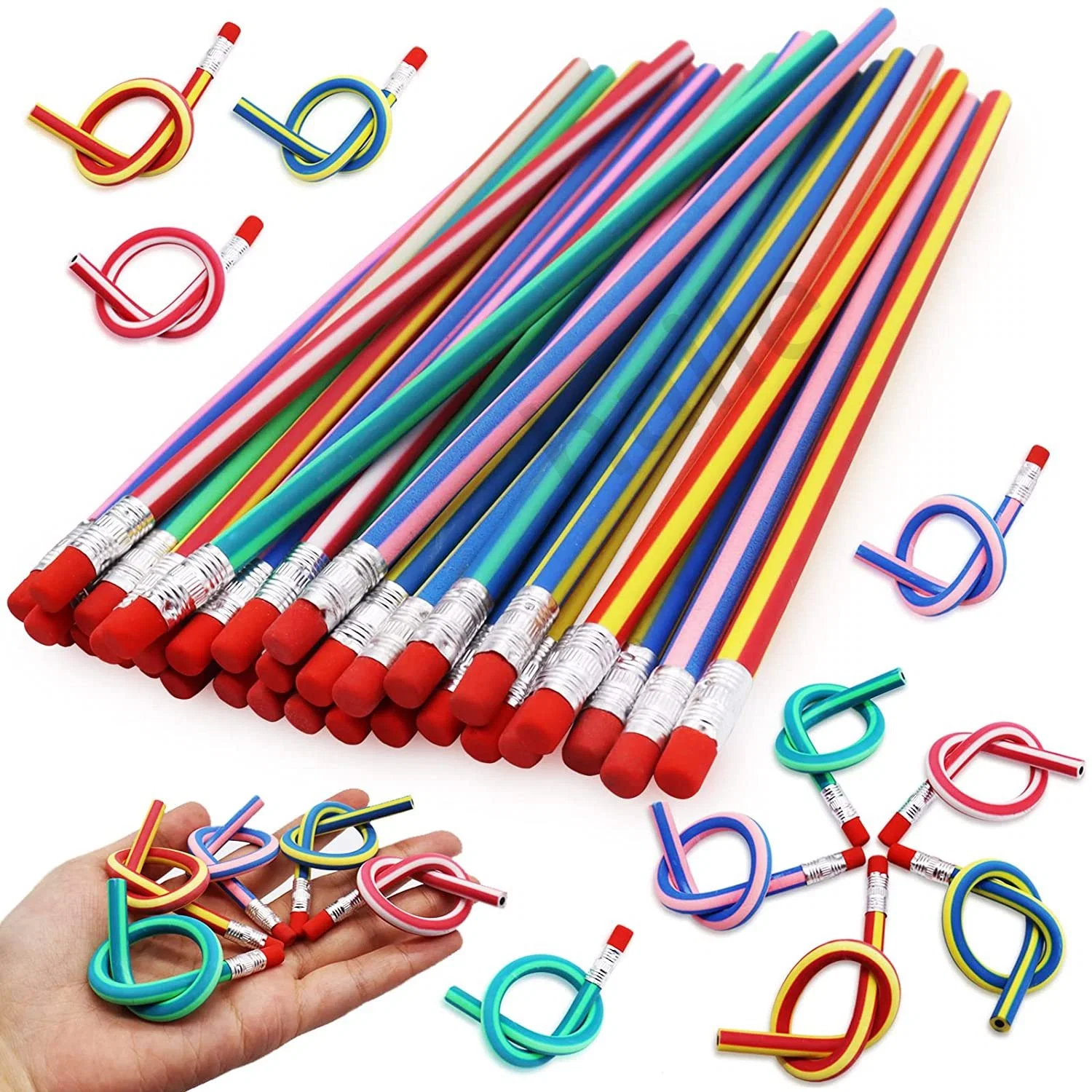 Ruunjoy Soft Bendable Pencils for Kids Pencil with Eraser Stationery for School Student Writing Drawing Pens School Supplies