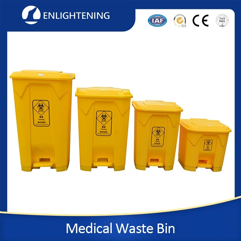 Wholesale Eco-Friendly 16L-80L Small Rubbish HDPE Pedal Yellow Medical Garbage Wheelies Plastic Trash Can Waste Bins for Hospital