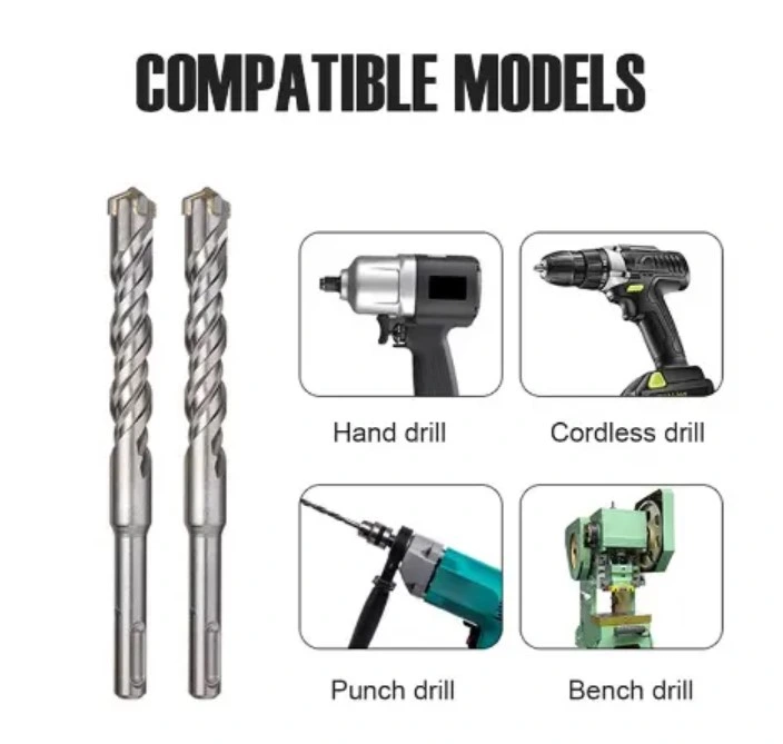 160mm Electric Hammer Drill Bits Cross Type Tungsten Steel Alloy SDS Plus Drill Bits for Masonry Concrete