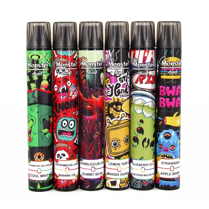 No MOQ Monster Dual Smoking Vape 1000+1000puffs Disposable/Chargeable Vape 3+3ml Vape Juice with 10flavors