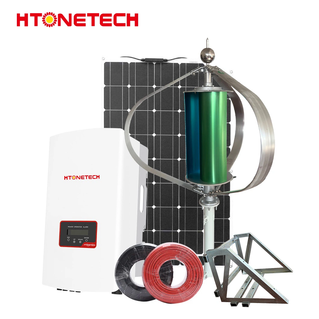 Htonetech China Flexible Solar Panel Wholesale/Supplierrs 300W 3000W 50kw Solar Power System with 120 Volt Wind Generator