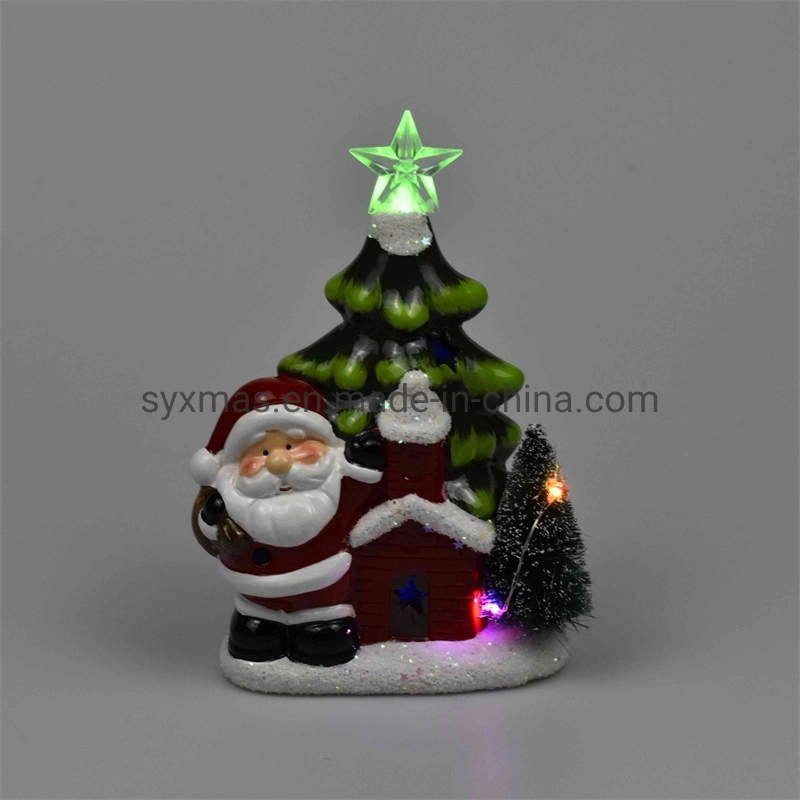 DIY Christmas Tree Decorated Ceramic Christmas Tree with Light Tabletop Christmas for Home Festival